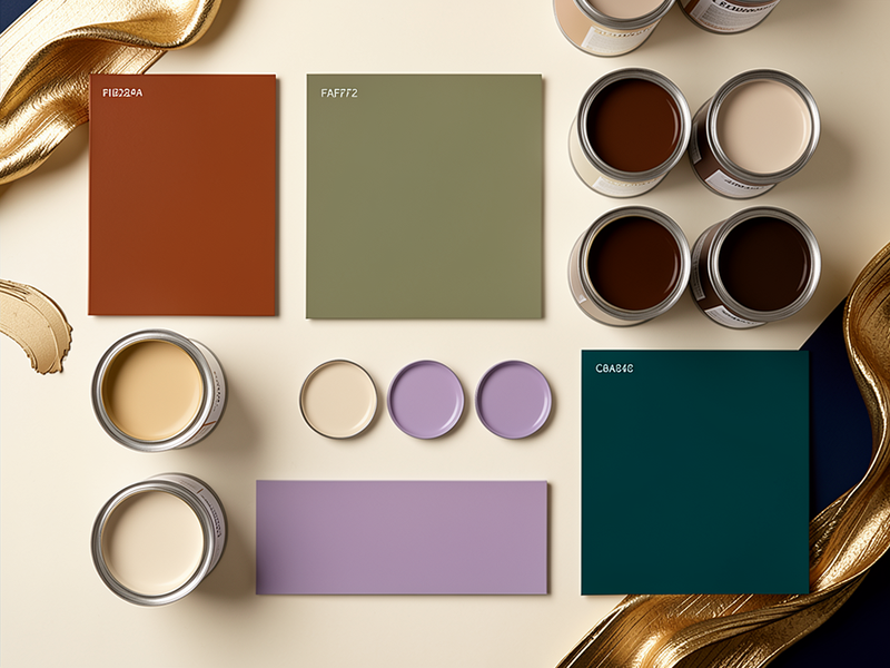 Premium interior wall paint collection with elegant color swatches