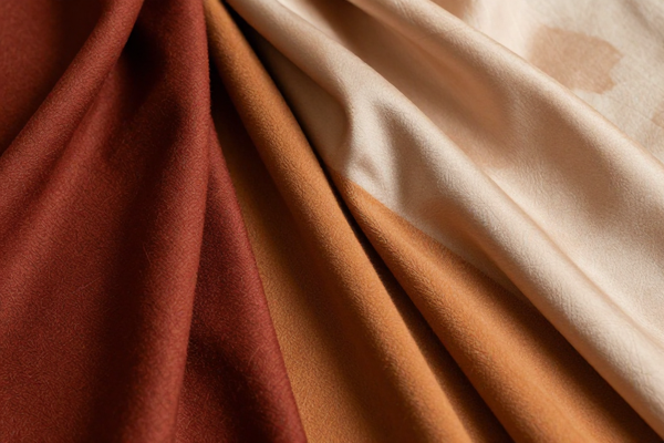 Luxury cashmere and silk textile collection, rich fabrics, warm tones