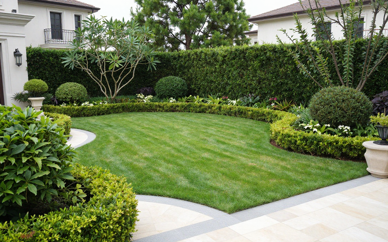 Outdoor landscape garden design, luxury estate, manicured grounds